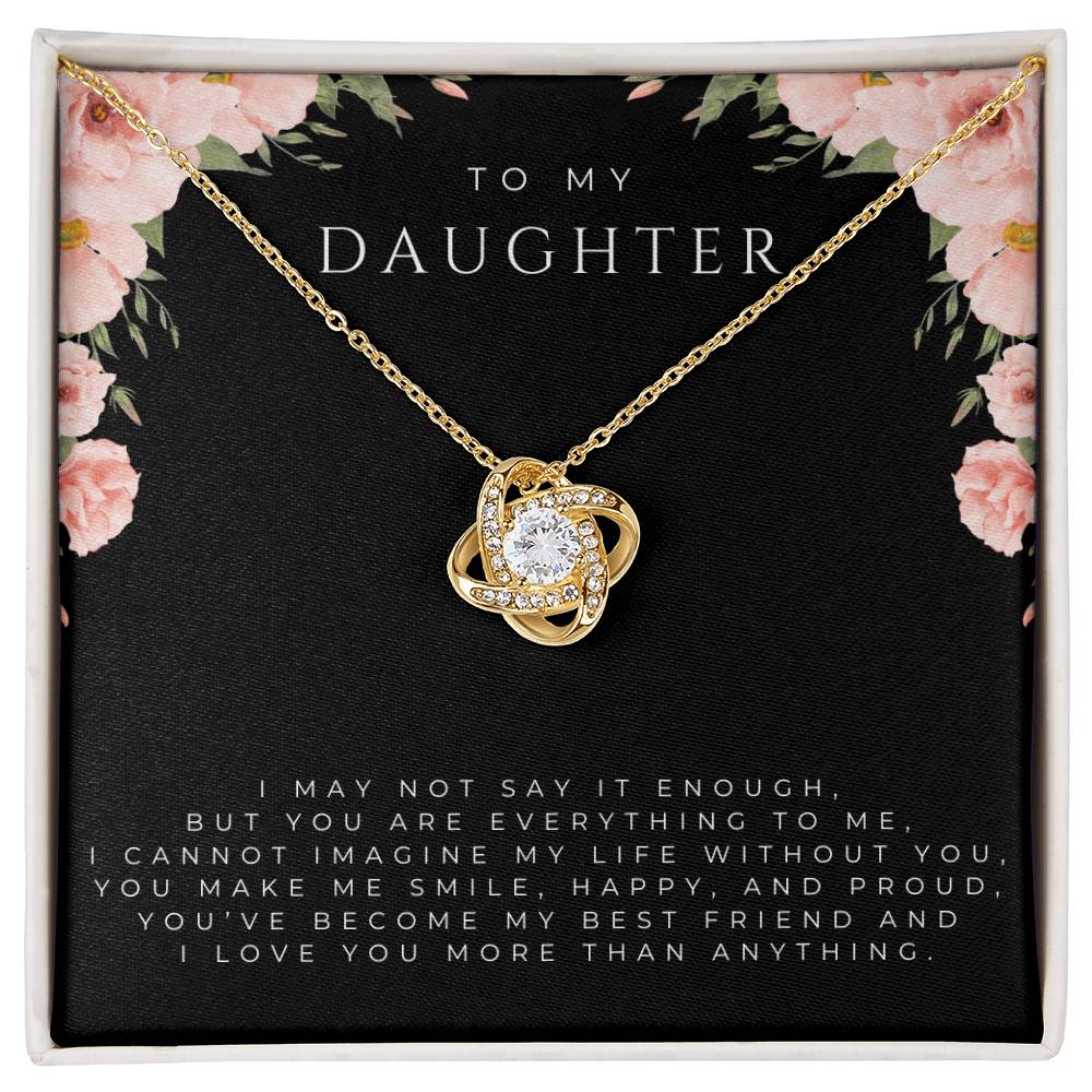 To My Daughter Interlocking Hearts Necklace (White and Yellow Gold)