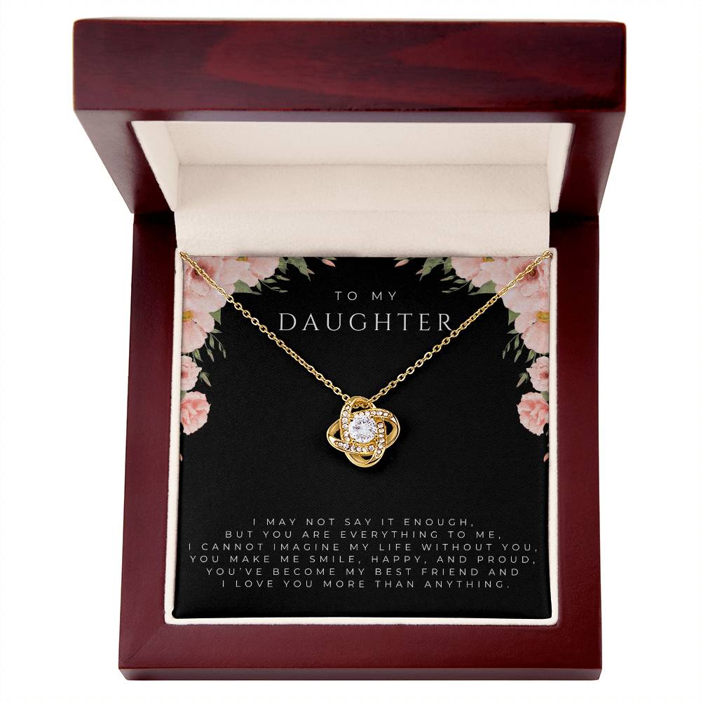 To My Daughter Interlocking Hearts Necklace (White and Yellow Gold)