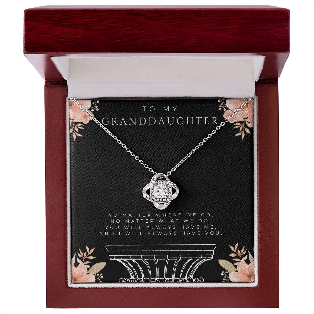 To My Granddaughter Love Knot Necklace (White and Yellow Gold)