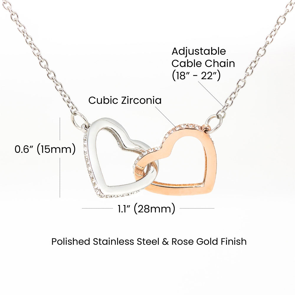 To My Daughter Interlocking Hearts Necklace (White and Yellow Gold)