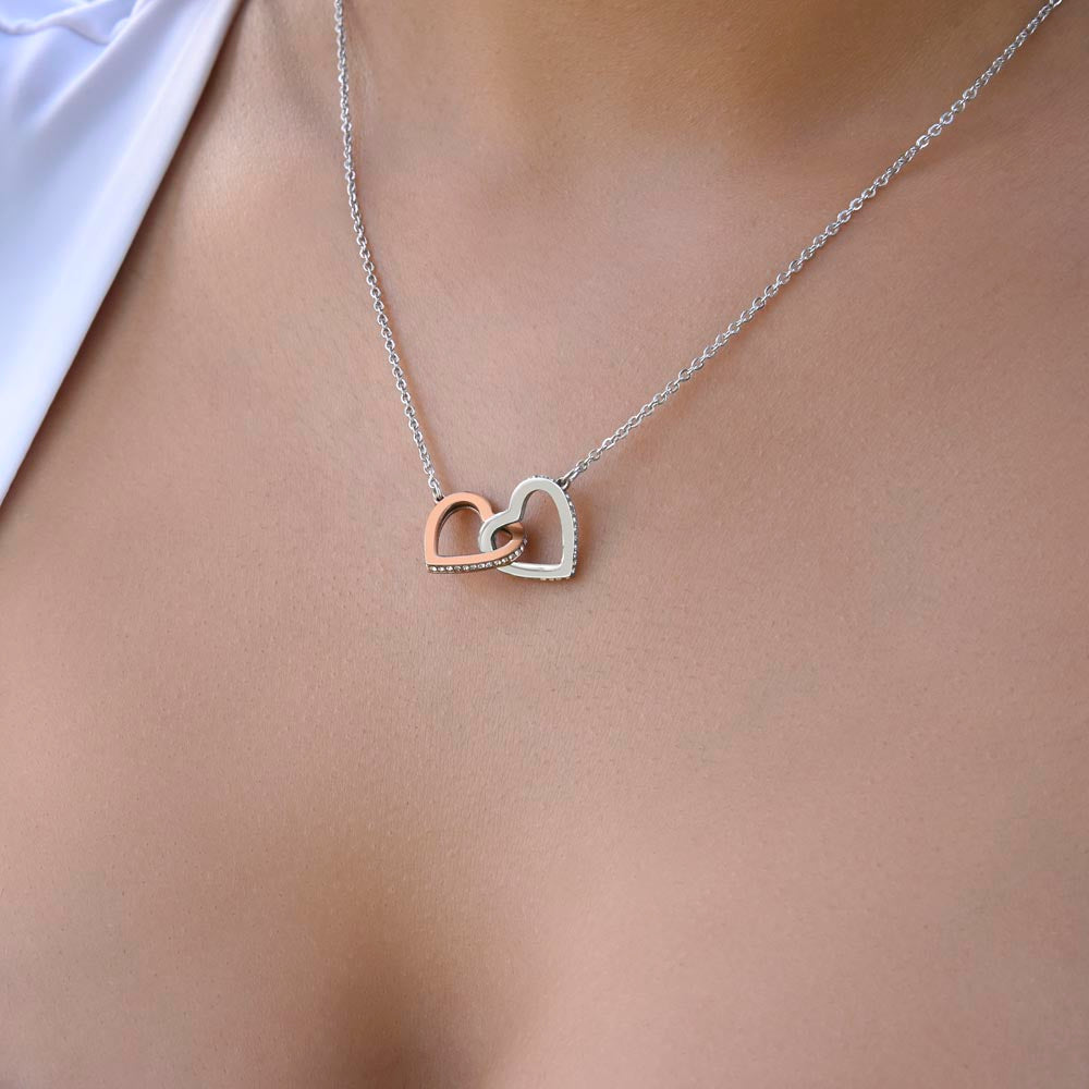 To My Granddaughter Interlocking Hearts Necklace (White and Yellow Gold)